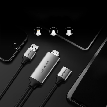 Adapter przejściówka USB-A (żeński) - HDMI z portem zasilania USB-A (męski) 1.5m - szary