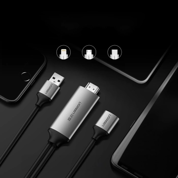 Adapter przejściówka USB-A (żeński) - HDMI z portem zasilania USB-A (męski) 1.5m - szary