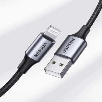 Kabel przewód w oplocie USB-A - iPhone Lightning MFi 2m - czarny