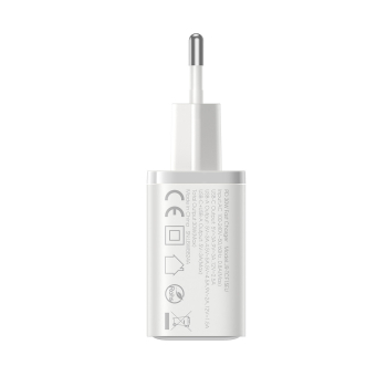 Ładowarka sieciowa USB-C - USB-A 30W PD - biała