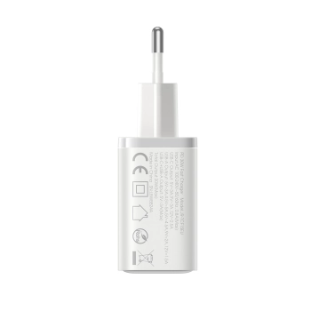 Ładowarka sieciowa USB-C - USB-A 30W PD - biała
