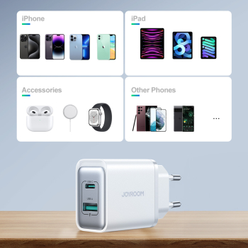 Ładowarka sieciowa USB-C - USB-A 30W PD - biała