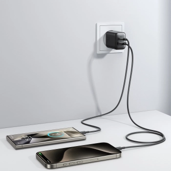 Ładowarka sieciowa USB-C i USB-A 25W SFC PPS PD - czarna