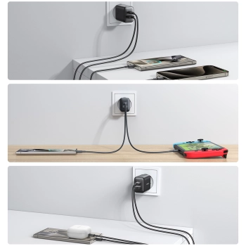 Ładowarka sieciowa USB-C i USB-A 25W SFC PPS PD - czarna