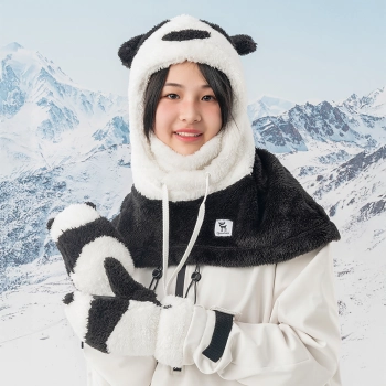 Rękawiczki narciarskie Panda dla dzieci i dorosłych rozmiar S - czarne/białe
