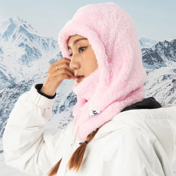 Ciepła kominiarka z futerka zimowa narciarska Arctic Velvet rozmiar M - różowa
