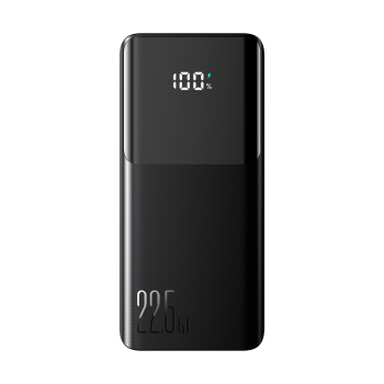 Powerbank 10000mAh z wbudowanymi kablami USB-C iPhone Lightning - czarny
