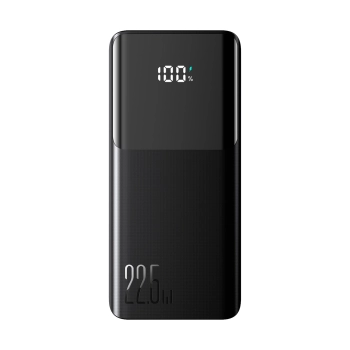 Powerbank 10000mAh z wbudowanymi kablami USB-C iPhone Lightning - czarny