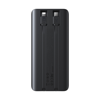 Powerbank 10000mAh z wbudowanymi kablami USB-C iPhone Lightning - czarny