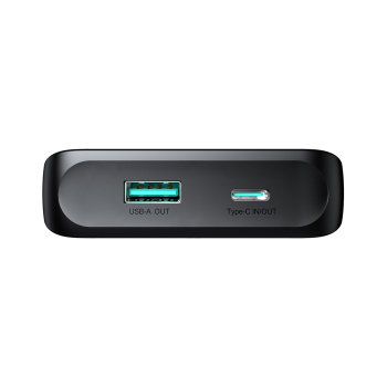 Powerbank 10000mAh z wbudowanymi kablami USB-C iPhone Lightning - czarny