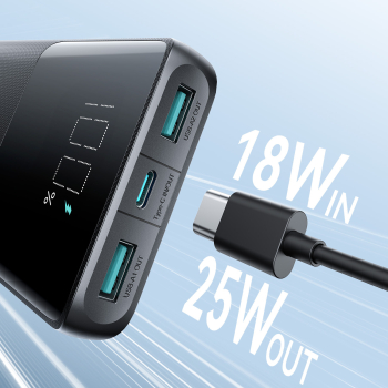 Powerbank 10000mAh 25W 2x USB-A 1x USB-C SFC - czarny