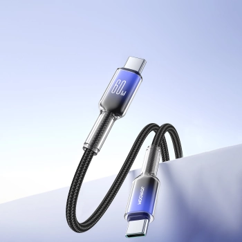 Kabel przewód Crystal-Clear Series 60W USB-C - USB-C 1.2m - czarny