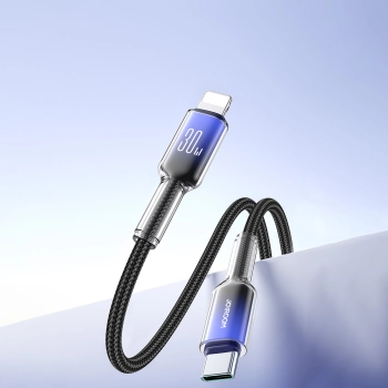 Kabel przewód Crystal-Clear Series 30W USB-C - iPhone Lightning 1.2m - czarny