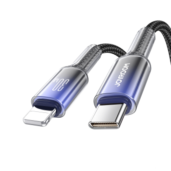 Kabel przewód Crystal-Clear Series 30W USB-C - iPhone Lightning 1.2m - czarny