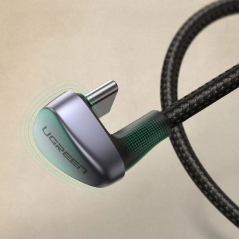 Kątowy kabel przewód dla graczy USB - USB-C Quick Charge AFC FCP 3A 18W - szary