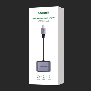 Adapter przejściówka audio USB-C - USB-C + mini jack 3.5mm - szary