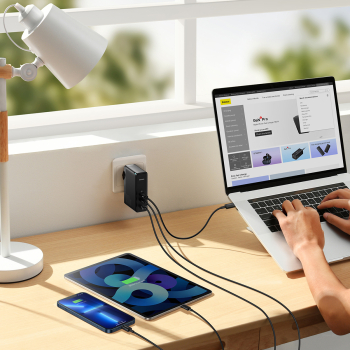 Szybka ładowarka GaN5 Pro 2xUSB-C+USB-A 140W EU - czarna