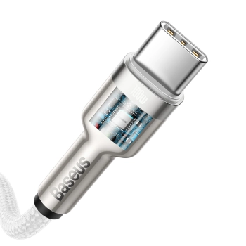 Kabel przewód USB-C - USB-C Series Metal Data PD QC SCP 100W 5A 1m - biały