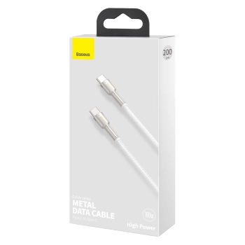 Kabel przewód USB-C - USB-C Series Metal Data PD QC SCP 100W 5A 1m - biały
