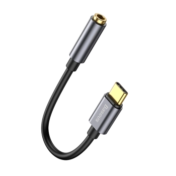 Adapter przejściówka do słuchawek USB-C - mini jack 3.5mm DAC 24 bit 48KHz - szary