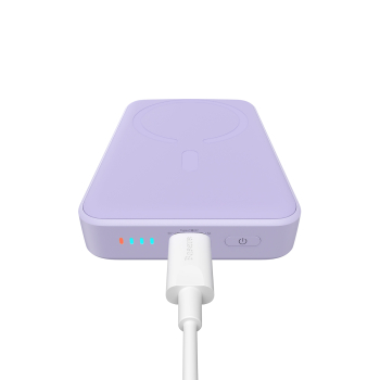 Powerbank magnetyczny indukcyjny 10000mAh 20W + kabel USB-C - fioletowy
