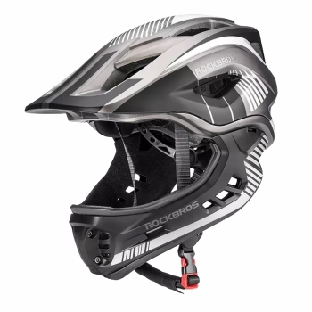 Kask rowerowy MTB dziecięcy z odpinaną szczęką rozmiar L - szary