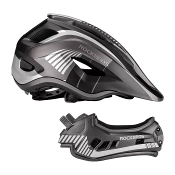 Kask rowerowy MTB dziecięcy z odpinaną szczęką rozmiar L - szary