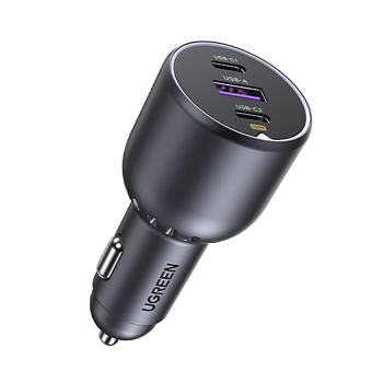 Ładowarka samochodowa 130W 2x USB-C 1x USB-A - szara
