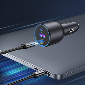Ładowarka samochodowa 130W 2x USB-C 1x USB-A - szara