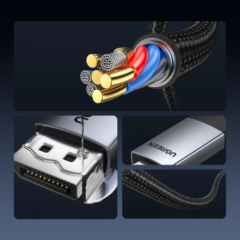 Kabel przewód DisplayPort - HDMI 4K 60Hz 3m - szary