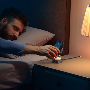 3w1 Ładowarka indukcyjna MagSafe Qi na telefon słuchawki z portem USB-C - czarna