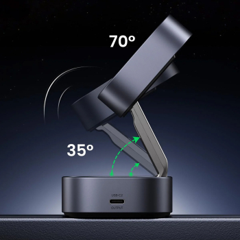 3w1 Ładowarka indukcyjna MagSafe Qi na telefon słuchawki z portem USB-C - czarna