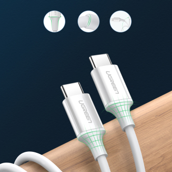 Kabel przewód USB-C - USB-C PD QC AFC 0.5m - biały