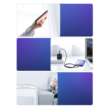 Kabel przewód USB-A - USB-C QC 3.0 3A 0.25m - szary