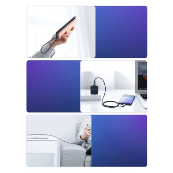 Kabel przewód USB-A - USB-C QC 3.0 3A 0.25m - szary