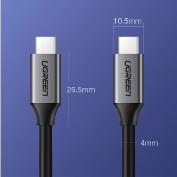 Kabel przewód USB-C 3.1 - USB-C 3.1 1.5m - szary