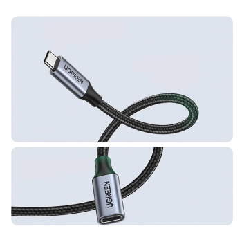 Przedłużacz kabla przewodu USB-C PD QC 100W 5A 10Gbps 0.5m - szary