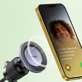 Uchwyt samochodowy magnetyczny na telefon do kratki nawiewu - czarny