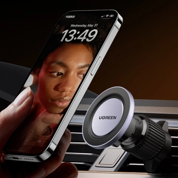 Uchwyt samochodowy magnetyczny na telefon do kratki nawiewu - czarny