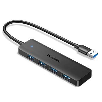 HUB rozdzielacz portu USB-A 3.0 na 4 porty USB-A 3.0 kabel 1m - czarny