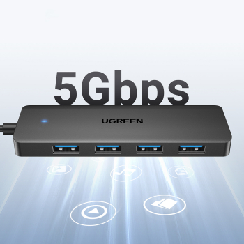 HUB rozdzielacz portu USB-A 3.0 na 4 porty USB-A 3.0 kabel 1m - czarny