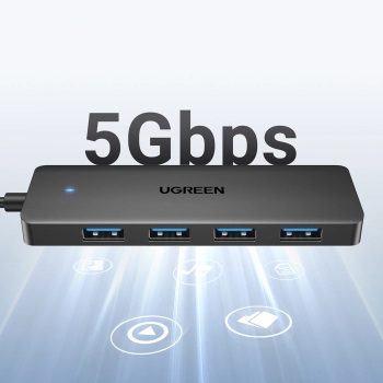 HUB rozdzielacz portu USB-A 3.0 na 4 porty USB-A 3.0 kabel 1m - czarny