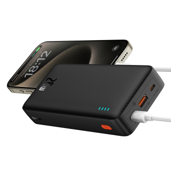 Powerbank 20000mAh Airpow 20W z kablem USB-A - USB-C 50cm - czarny