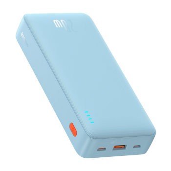 Powerbank 20000mAh Airpow 20W z kablem USB-A - USB-C 50cm - niebieski
