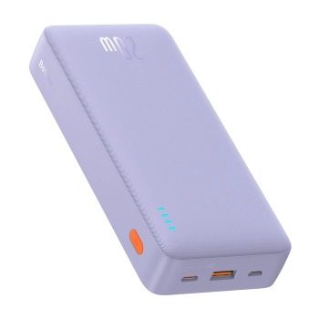 Powerbank 20000mAh Airpow Fast Charge 20W z kablem USB USB-C 50cm - fioletowy