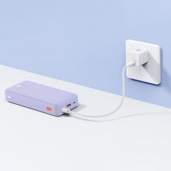 Powerbank 20000mAh Airpow Fast Charge 20W z kablem USB USB-C 50cm - fioletowy