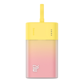 Powerbank Popsicle 5200mAh 20W z kablem Lightning 60W/20V/3A/30cm - zółto-różowy