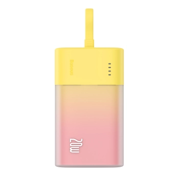 Powerbank Popsicle 5200mAh 20W z kablem Lightning 60W/20V/3A/30cm - zółto-różowy