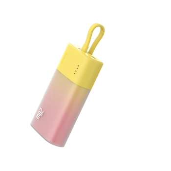 Powerbank Popsicle 5200mAh 20W z kablem Lightning 60W/20V/3A/30cm - zółto-różowy