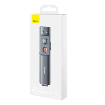 Wskaźnik laserowy z pilotem do prezentacji do 100m WiFi 2.4GHz USB-A/C - szary